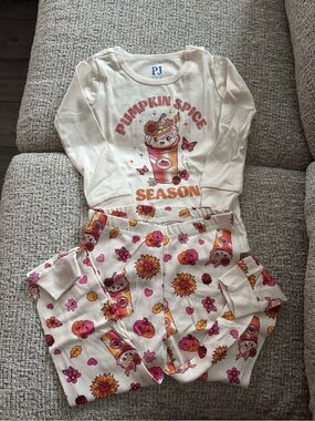 The Children's Place Pumpkin Spice Season Pajama Set - Cream & Pink Size 2T